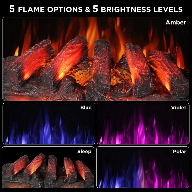 TURBRO Eternal Flame 30 in. WiFi Infrared Quartz Electric Fireplace Log Heater with Sound Crackling, Realistic Pinewood Logs, Adjustable Flame Colors, Remote Control, Thermostat, Timer, 1500W, Bronze - Image 8