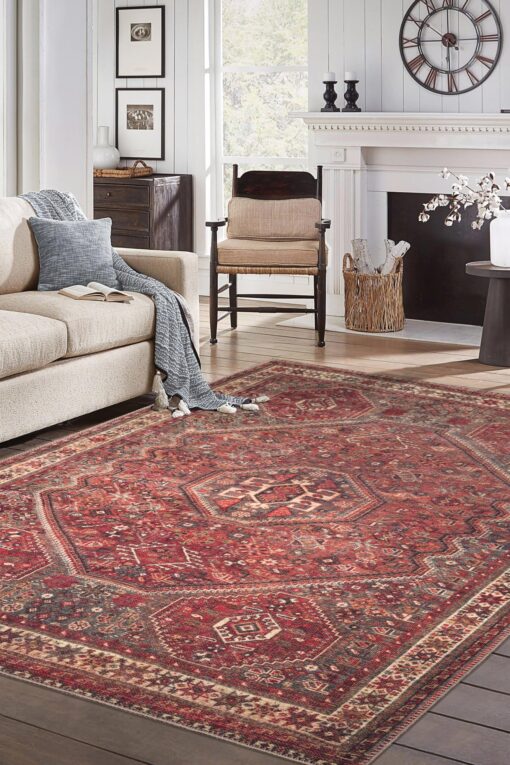 Keen Home Design 6x9 Rug - Machine Washable Area Rug with Non-Slip Backing, Ideal for Living Room, Dining Room, Bedroom - Vintage, Easy Clean, Durable, Low Pile Rug - (6' x 9') - Image 9
