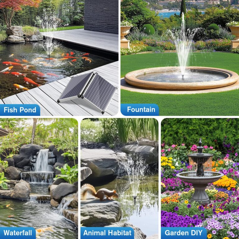 POPOSOAP 55W Solar Fountain Pump for Outdoor Pond, 480GPH Solar Pond Pump with Dry-Run Protection, Solar Powered Water Pump with PVC Tubing, 17Ft Cord for Ponds, Garden, Waterfall, Hydroponics - Image 2