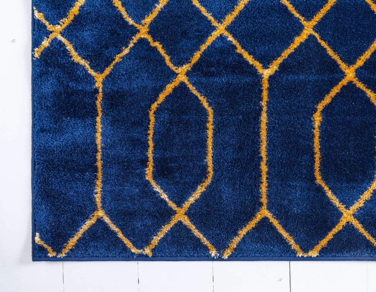 Marilyn Monroe Glam Collection Area Rug - Trellis (7' 10" x 10' Rectangle, Navy Blue Gold/ Gold) - Image 3