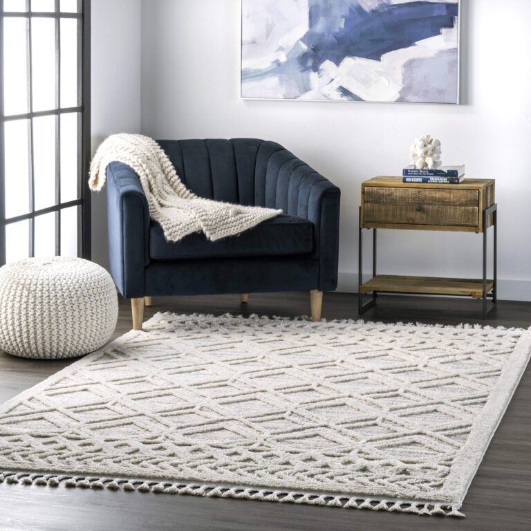 nuLOOM 8x11 Ansley Moroccan Tassel Area Rug, Light Grey, High-Low Textured Bohemian Design, Plush High Pile, Stain Resistant, For Bedroom, Living Room, Hallway, Entryway