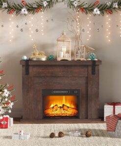 TRONLEE 46" Fireplace Mantel, Includes 23" Freestanding 1400W Electric Fireplace, Remote Control, Faux Fireplace for Living Room, Study, Bedroom, 46.45W x 34.72 H (Walnut, 23'' Fireplace Mantel)