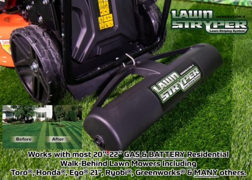 Lawn Stryper - Lawn Striping System – UNIVERSAL FIT - Works with Most 20”-22” Gas & Battery Residential Walk-Behind Mowers (Mounting Brackets for over 40 Major Brands Included in Box – See List Below) - Image 9