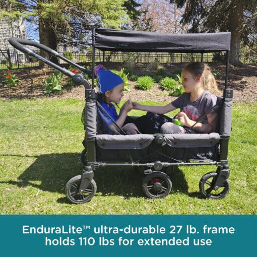 Contours Curve 360 Lightweight Double Baby Stroller Wagon for 2 Kids, Fits Infant Car Seats, Ultra Maneuverable, Easy in and Out for Toddlers with Deep Footwell, Storage Pockets and Adjustable Handle - Image 10
