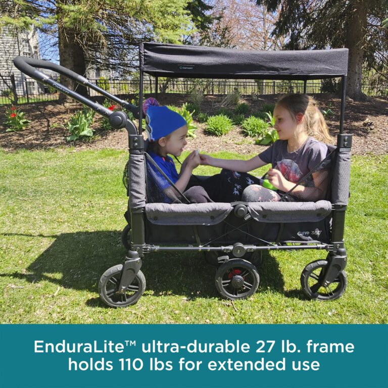 Contours Curve 360 Lightweight Double Baby Stroller Wagon for 2 Kids, Fits Infant Car Seats, Ultra Maneuverable, Easy in and Out for Toddlers with Deep Footwell, Storage Pockets and Adjustable Handle - Image 10