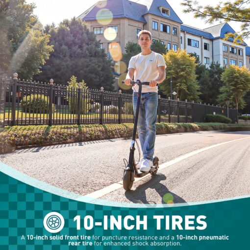 CYBERGOING Electric Scooter with 430W Peak Motor for Adults, 10" Shock Absorbing Tires, Up to 17-Mile Range & 19 MPH Speed Portable Folding Commuting E Scooter with Dual Breaking System - Image 6