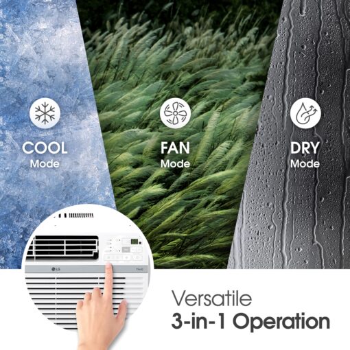LG LW1024RD 10,000 Window Air Conditioner, 115V, 450 Sq.Ft. (18' x 25' Room Size), Quiet Operation, Electronic Control with Remote, 3 Cooling & Fan Speeds, Auto Restart, 10000 BTU, White - Image 5