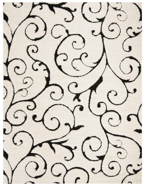 SAFAVIEH Florida Shag Collection Area Rug - 6' x 9', Ivory & Black, Scroll Design, Non-Shedding & Easy Care, 1.2-inch Thick Ideal for High Traffic Areas in Living Room, Bedroom (SG455-1290) - Image 6