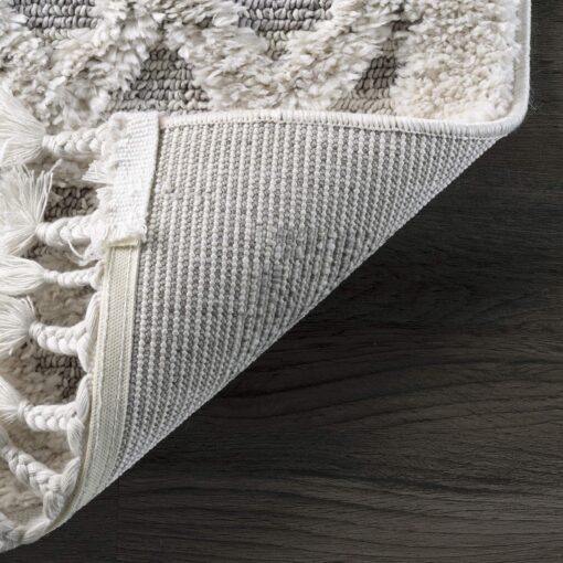 nuLOOM 8x11 Ansley Moroccan Tassel Area Rug, Light Grey, High-Low Textured Bohemian Design, Plush High Pile, Stain Resistant, For Bedroom, Living Room, Hallway, Entryway - Image 3
