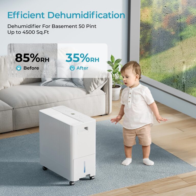 Euhomy 4500 Sq.Ft Energy Star Dehumidifier for Basement with Drain Hose,50 Pint to 110 Pint Large Dehumidifier with 1.59 Gallon Water Tank and Auto Shut-off and 4 Operation Modes for Home - Image 5