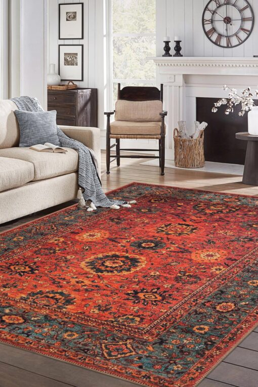 Keen Home Design 8x10 Rug - Machine Washable Area Rug with Non-Slip Backing, Ideal for Living Room, Dining Room, Bedroom - Vintage, Easy Clean, Durable, Low Pile Rug - (8' x 10') - Image 8