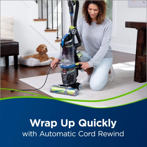 Bissell Pet Hair Eraser Turbo Rewind Vacuum, Lightweight, Automatic Cord Rewind, Tangle-Free Brush Roll, Headlights, Powerful Pet Hair Pickup, SmartSeal Allergen System, Blue, 27909 - Image 4