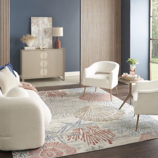 Nourison Pompeii Multicolor 7'10" x 9'10" Area Rug Easy Clean, Non Shedding, Bed Room, Living Room, Dining Room, Kitchen (8' x 10')