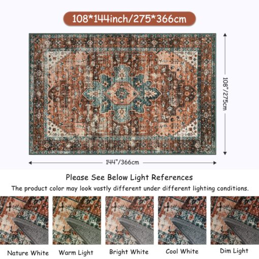 Moynesa 9x12 Ultra-Thin Vintage Medallion Area Rug for Living Room, Bedroom, Dining Room, Office, Entryway, Dorm - Image 5