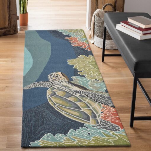 Liora Manne Ravella Indoor Outdoor Rug - Nautical Rug, Sea Life & Ocean Theme Decor, Comfortable & Durable, UV Stabilized, Stain Resistant Rug, Ocean Blue, 2' x 8' - Image 6