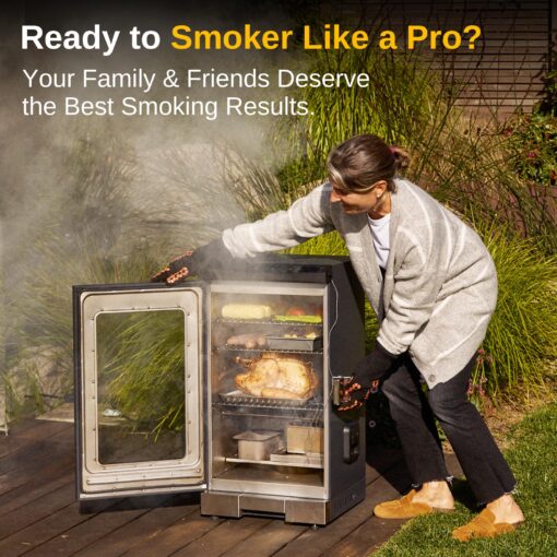 EAST OAK 30" Electric Smoker, Outdoor Smoker with Glass Door & Meat Thermometer, 725 Sq Inch Large Capacity, 4 Detachable Racks for Backyard BBQ, Party, Outdoor Cooking Night Blue - Image 9