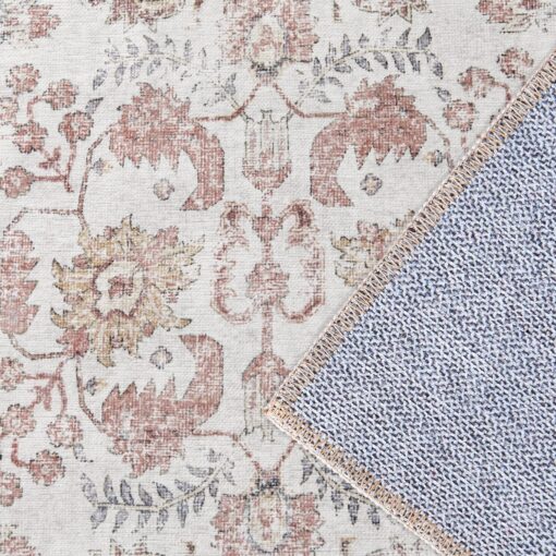 jinchan Area Rug 6x9 Washable Living Room Rug Vintage Indoor Large Floor Cover Retro Accent Mat Distressed Floral Country Boho Non Slip Thin Carpet for Bedroom Kitchen Dining Room Office Red Multi - Image 2