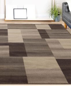Superior Indoor Area Rug, Jute Backing, Home Decor for Bedroom, Living Room, Office, Kitchen, Hallway, Floor Cover, Patchwork, Color Block, Plush, Clifton Collection, 8' x 10', Beige