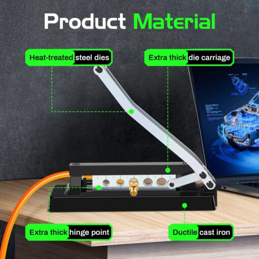 Heavy Duty Standard Hose Crimper, Hose Crimping Tool, with Ferrules (50PK) 0.593 Inch ID x 1 Inch & 0.656 Inch ID x 1 Inch for 1/4, 5/16, 3/8 Inch PVC and rubber hoses, Air Hose Crimping Tool - Image 3