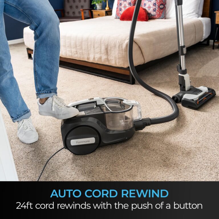 Kenmore DC5070 500 Series Bagless Canister Vacuum with Hair Eliminator Brushroll，2-Motor Cyclonic Technology, HEPA Filtration & 24' Auto Cord Rewind for Pet, Carpets, Hard Floors, Stairs, White - Image 3