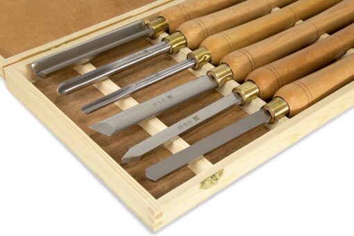 WEN LA3421 3.2-Amp 8-Inch by 13-Inch Variable Speed Mini Benchtop Wood Lathe, Black & CH11 6-Piece Artisan Chisel Set with 6-Inch High-Speed Steel Blades and 10-Inch England Beech Handles - Image 3