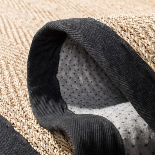 SAFAVIEH Natural Fiber Collection Area Rug - 10' Square, Natural & Black, Border Herringbone Seagrass Design, Easy Care, Ideal for High Traffic Areas in Living Room, Bedroom (NF115C) - Image 3