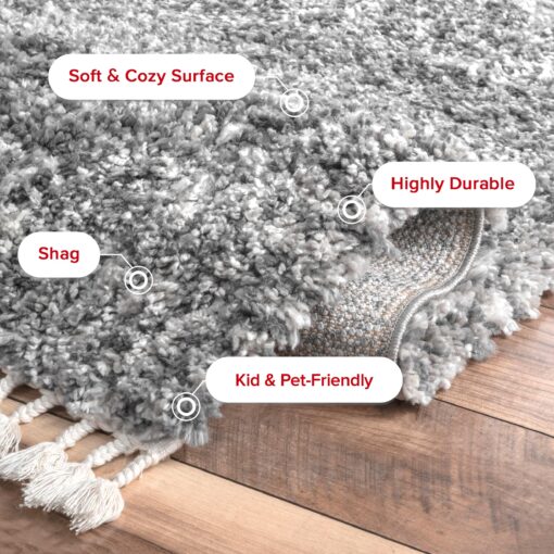 nuLOOM Brooke Shag Tasseled Area Rug - 9x12 Shag Area Rug Casual Grey/Ivory Rugs for Living Room Bedroom Dining Room Nursery - Image 8