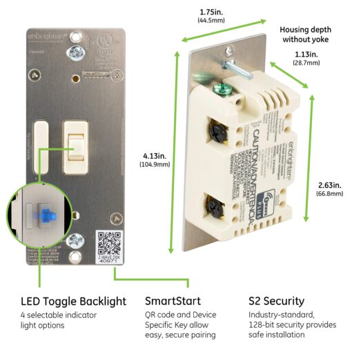 Enbrighten Almond Z-Wave Plus Smart Light Switch with QuickFit and SimpleWire, 3-Way Ready, Compatible with Alexa, Google Assistant, ZWave Hub Required, Repeater/Range Extender, Toggle, 24 Pack, 82686 - Image 4