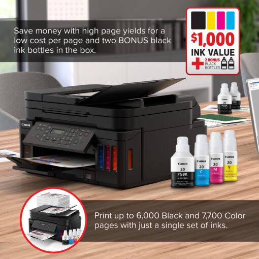 Canon G7020 All-in-One Printer Home Office | Wireless Supertank (Megatank) Printer | Copier | Scan, | Fax and ADF with Mobile Printing, Black, Works with Alexa - Image 7