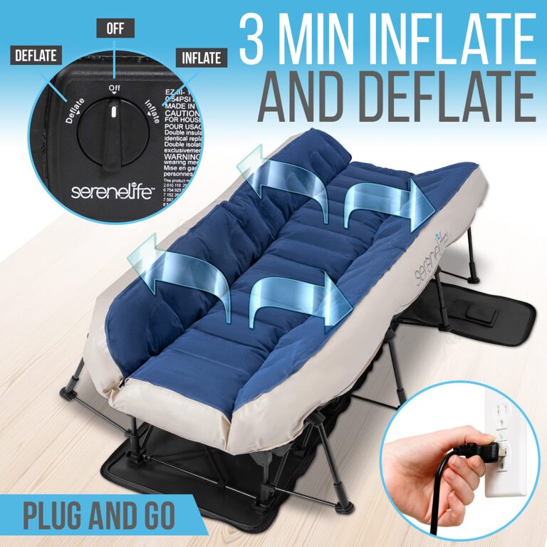 SereneLife EZ Bed Air Mattress with Frame and Rolling Case, Self-Inflating Airbed with Built in Pump for Travel and Hosting, Twin - Image 5