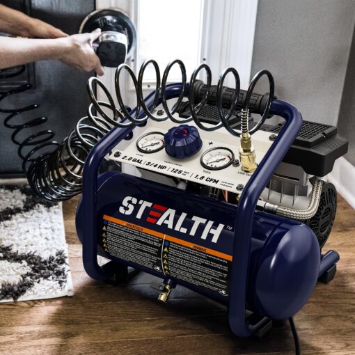 Stealth Air Compressor 2 Gallon, 3/4 HP Oil-Free Compressor, Less than 60dB Ultra Quiet Electric Air Compressor,Max 125 PSI Pressure for Tire Inflation,Nailing,Home DIY Project(SAQ-1234) - Image 5