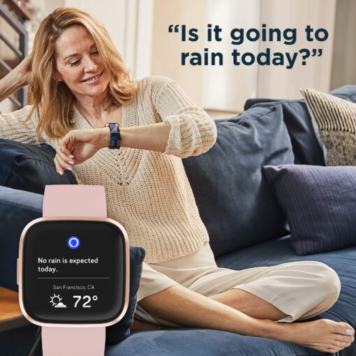 Fitbit Versa 2 Health and Fitness Smartwatch with Heart Rate, Music, Alexa Built-In, Sleep and Swim Tracking, Petal/Copper Rose, One Size (S and L Bands Included) - Image 4
