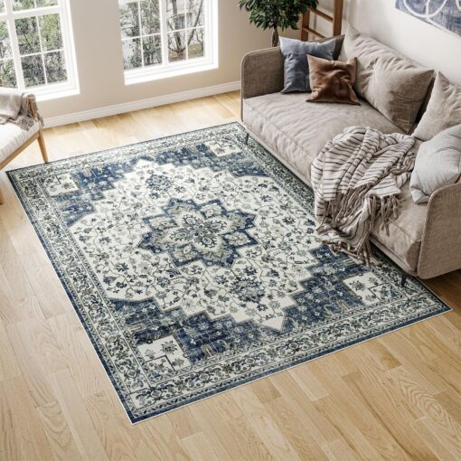 Dripex 9x12 Area Rugs - Stain Resistant Washable Rug Distressed Rugs for Living Room Dining Room Bedroom Anti-Slip Low-Pile and Soft Accent Rug Farmhouse Office Home Decor, Pet & Child Friendly