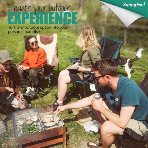 SUNNYFEEL Rocking Camping Chair, Luxury Padded Recliner, Oversized Folding Lawn Chair with Pocket, Heavy Duty for Outdoor/Picnic/Lounge/Patio, Portable Camp Rocker Chairs with Carry Bag - Image 7