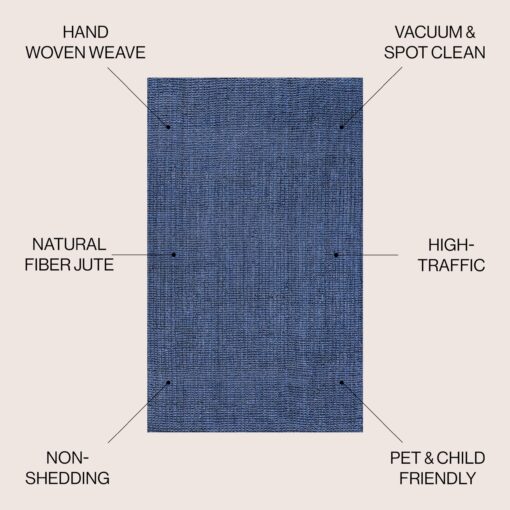 JONATHAN Y NRF102D-9SQ Pata Hand Woven Chunky Jute Navy 9' Square Area Rug, Bohemian, Transitional, Rustic for Home, Bedroom, Living Room, Kitchen, Entryway/Hallway - Image 7