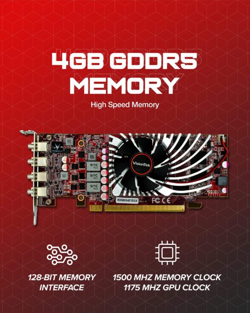 VisionTek Radeon RX 560 4GB GDDR5 4M 4K Graphics Card, 4 Mini DisplayPort, 7.1 Surround Sound, PCI Express, Low-Profile GPU, ATX & SFF - 901278 - Image 4