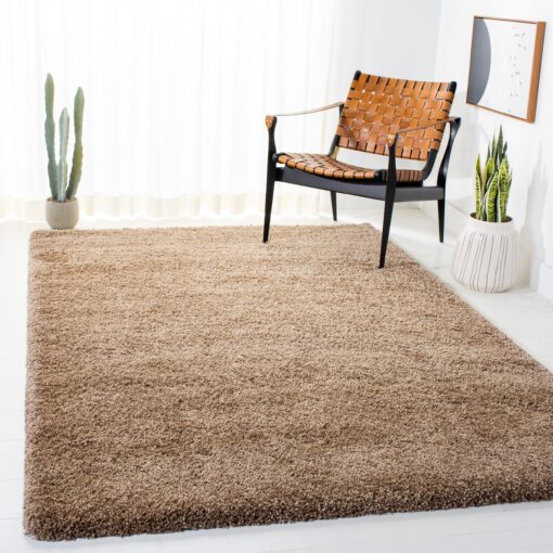 SAFAVIEH Milan Shag Collection Area Rug - 5'1" x 8', Dark Beige, Solid Design, Non-Shedding & Easy Care, 2-inch Thick Ideal for High Traffic Areas in Living Room, Bedroom (SG180-1414)