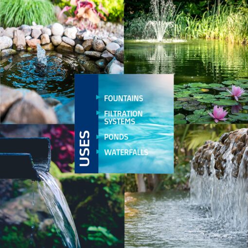 Alpine Corporation - 5200 GPH Submersible Water Pump with 33 FT Cord & Adapters for Ponds, Fountains, Waterfalls – Energy-Efficient, Quiet Operation, Vertical/Horizontal Use, 426 Watts, 25 FT Lift - Image 10
