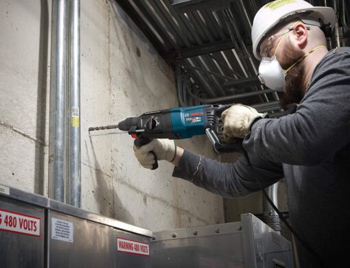 Bosch 11255VSR Bulldog Xtreme - 8 Amp 1 Inch Corded Variable Speed Sds-Plus Concrete/Masonry Rotary Hammer Power Drill, Blue & 1-1/2 x 10" SDS-plus Bulldog Xtreme Hammer Tile Chisel HS1465 - Image 3