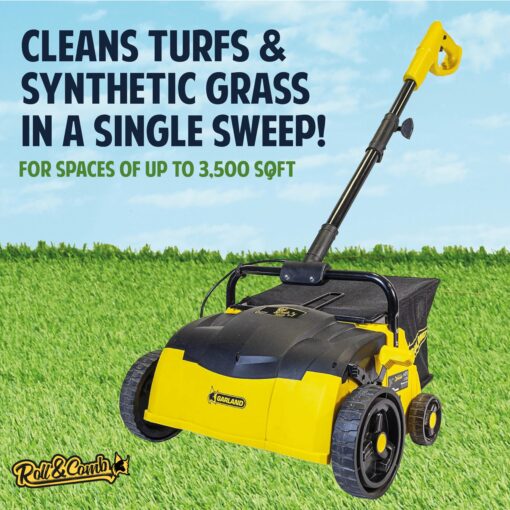 Artificial Turf Vacuum Sweeper by Roll & Comb, Corded Electric Lawn Rake for Artificial Grass, Cool Gardening Gift, 25 Liter Leaf Collector, Model 302e, 19.8lb. - Image 6