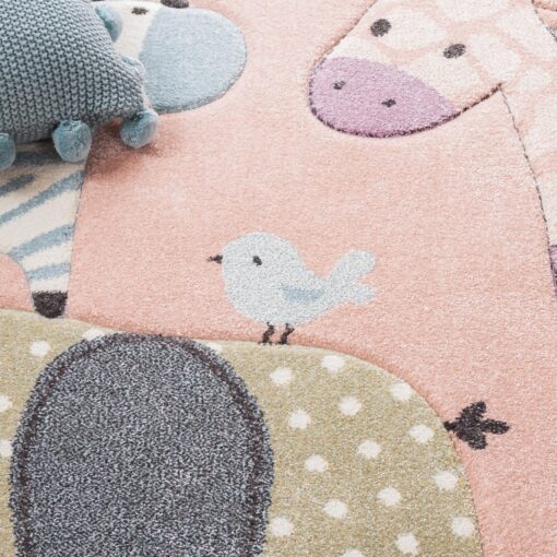 SAFAVIEH Carousel Kids 100 Collection Area Rug - 8' x 10', Blush Pink, Transitional Design, Stain Resistant, Ideal for High Traffic Areas in Living Room, Bedroom & Dining Room (CRK120U-8) - Image 2