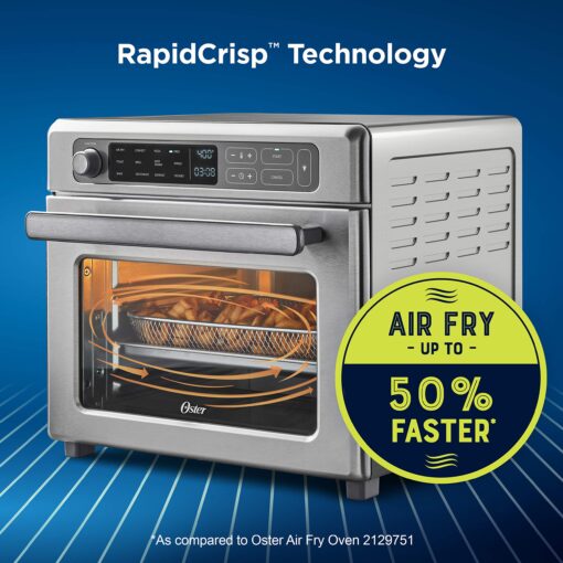 Oster Digital Air Fryer Oven with RapidCrisp, Stainless Steel, 12-Function Countertop Oven with Convection,Silver - Image 5