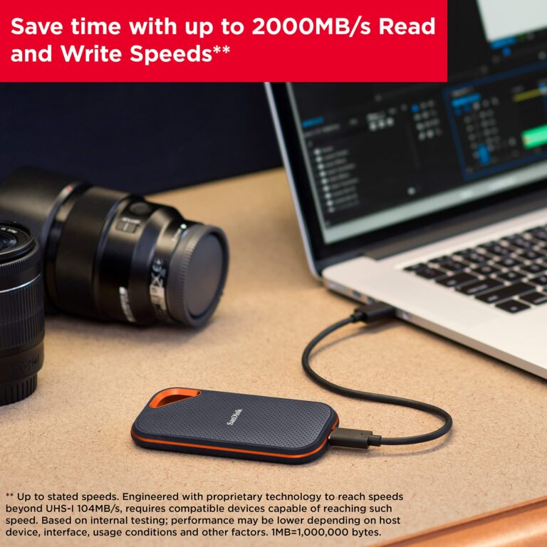 SanDisk 2TB Extreme PRO Portable SSD - Up to 2000MB/s - USB-C, USB 3.2 Gen 2x2, IP65 Water and Dust Resistance, Updated Firmware - External Solid State Drive - SDSSDE81-2T00-G25 - Image 4