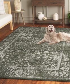 SAFAVIEH Adirondack Collection Area Rug - 9' x 12', Dark Green & Ivory, Transitional Design, Stain Resistant, Ideal for High Traffic Areas in Living Room, Bedroom & Dining Room (ADR109Y-9)