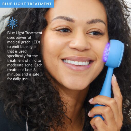 PMD Beauty Facial Cleansing Brush - Smart Silicone Brush with Blue Light Treatment - SonicGlow Vibration - Waterproof Device for Acne - Image 8