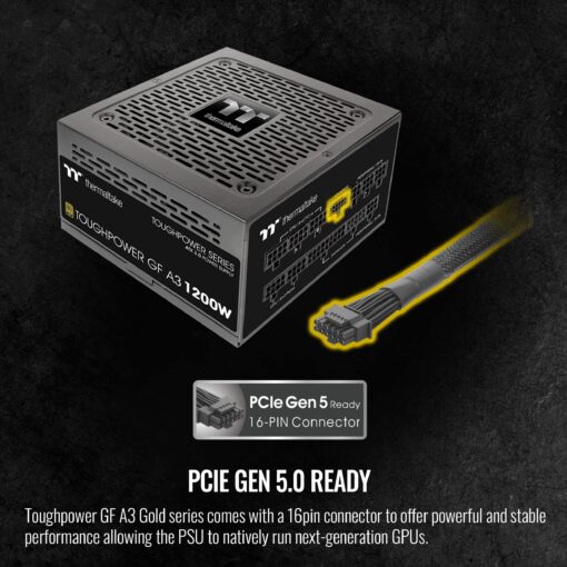 Thermaltake Toughpower GF A3 1200W, True 600W 12VHPWR Connectors on PSU & NVIDIA RTX 40 Series, ATX 3.0/PCI-E 5.0, 80+ Gold, SLI/Crossfire Ready Power Supply, PS-TPD-1200FNFAGU-L, 10 Year Warranty - Image 4