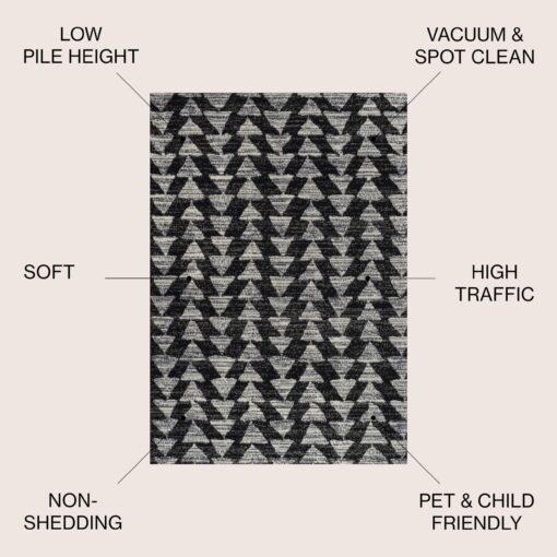 JONATHAN Y MOH206C-5 Aisha Moroccan Triangle Geometric Area Rug, Contemporary, Modern, Scandinavian, Minimalistic for Living Room, Dining Room, Bedroom, Kitchen, Black/Cream, 5 X 8 - Image 7