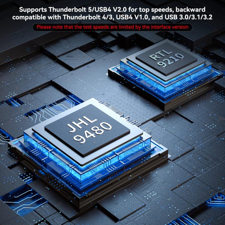 ACASIS 80Gbps M.2 NVMe SSD Enclosure, with Cooling Fan, Compatible with Thunderbolt5/USB4 V2.0, Back Compatible with Thunderbolt4/3/USB4 V1.0, USB3.2/3.1/3.0, Support SSD B+M M-Key (TB501 Pro) - Image 6