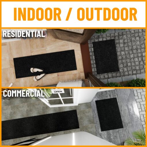 Ottomanson 2'7" x 24' Commercial-Grade Hallway Runner with Scraper Pile - Extra Durable Non-Slip Rug Mat for Indoor & Outdoor Use - Ideal for Kitchen, Entryway & Garage - High-Traffic Carpet, Black - Image 9