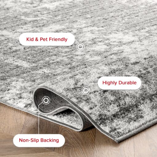 nuLOOM Deedra Modern Abstract Area Rug - 10 Round Area Rug Modern/Contemporary Grey/Ivory Rugs for Living Room Bedroom Dining Room Kitchen - Image 8
